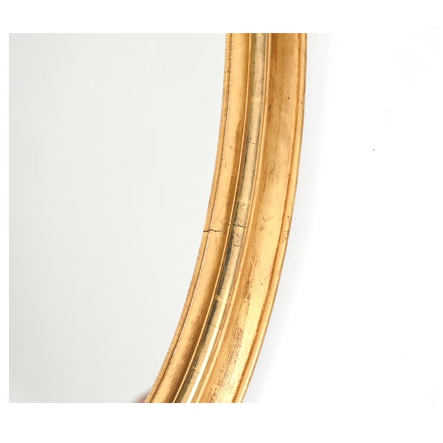 Antique Louis XVI Style Oval Gilt Wood Wall Mirror For Sale - Image 9 of 16
