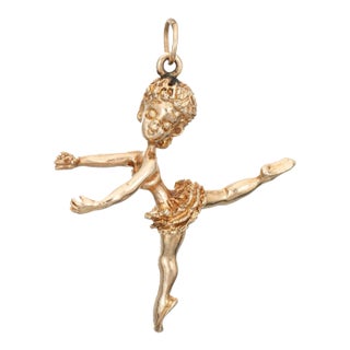 Ballerina Charm Vintage 14k Yellow Gold Ballet Dancing Jewellery Estate Fine For Sale