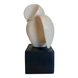 Joseph Martinek, Czech Art Deco Carved Natural Resin Cubist Owl Bird Sculpture Joseph Martinek