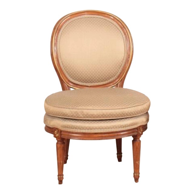 1960s Oval French Louis XV Upholstered Side Chair For Sale