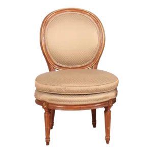1960s Oval French Louis XV Upholstered Side Chair