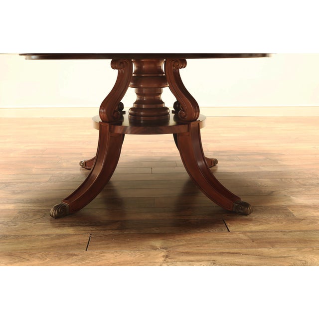 2020s One Piece 90" Round Mahogany Dining Table Seats 10-12 People With Two-Tone Mahogany Finish by an APexclusive by AntiquePurveyor For Sale - Image 5 of 12