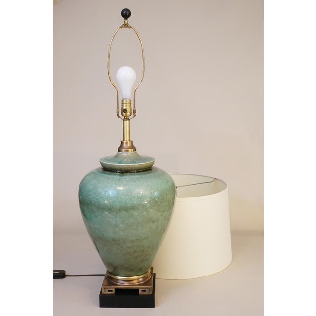 1960s Rare XX Large Marbro Celedon Asian Ginger Jar Mid Century Modern Ceramic Art Pottery Table Lamp For Sale - Image 13 of 14