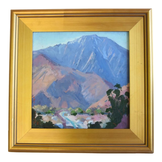 Silvio Silvestri, Listed Artist Ridge of Blue Mountain Landscape Oil Painting Including the Antiqued Gold Wood Frame For Sale