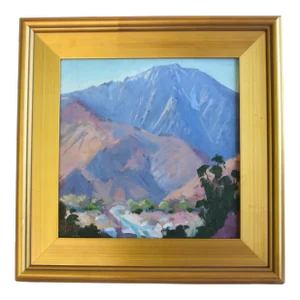 Silvio Silvestri, Listed Artist Ridge of Blue Mountain Landscape Oil Painting Including the Antiqued Gold Wood Frame