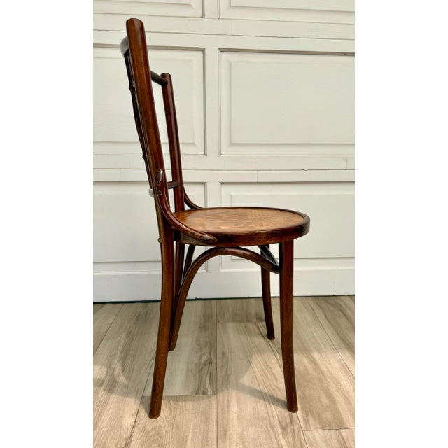 Wood Antique Vienna Secession Bentwood Chair Attributed to Mundus With Floral Art Nouveau Seat For Sale - Image 7 of 16