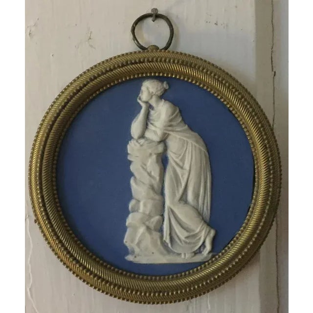 19th Century Antique 19th Century English Regency Wedgwood Jasperware Round Plaque of Melpomene, the Muse of Tragedy For Sale - Image 5 of 10