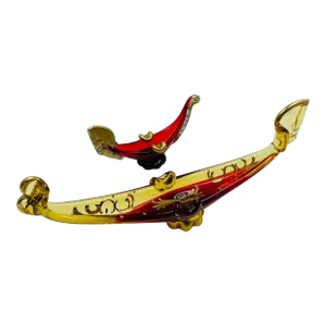 Mid 20th Century Ruby & Gold Murano Art Glass "Gondola" Sculptures - Set of 2