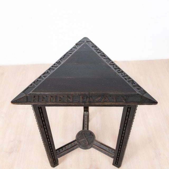 Stained and Carved Wooden Side Table from Benjamin Gomez, 1920s For Sale - Image 3 of 9