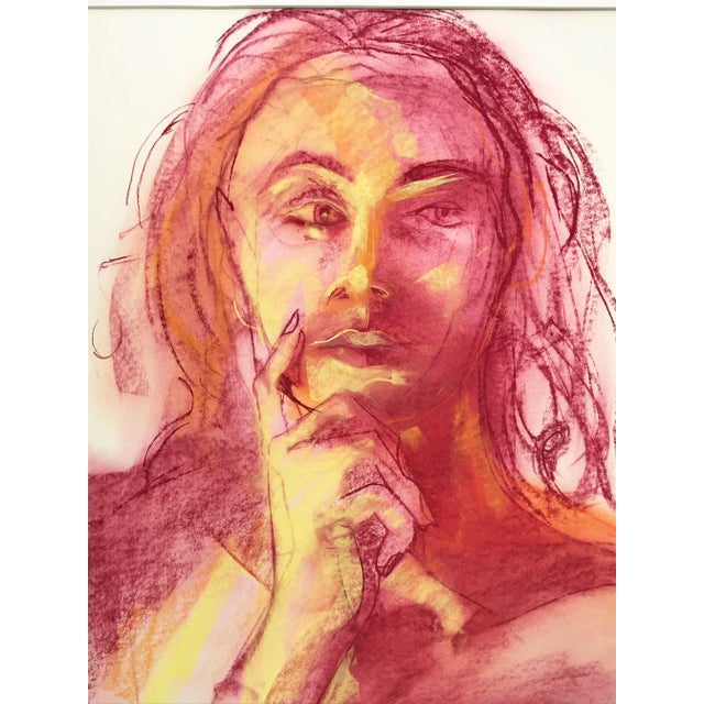 Portraiture Vintage Expressionist Pastel Portrait of a Female Nude by Gerard Haggerty For Sale - Image 3 of 6