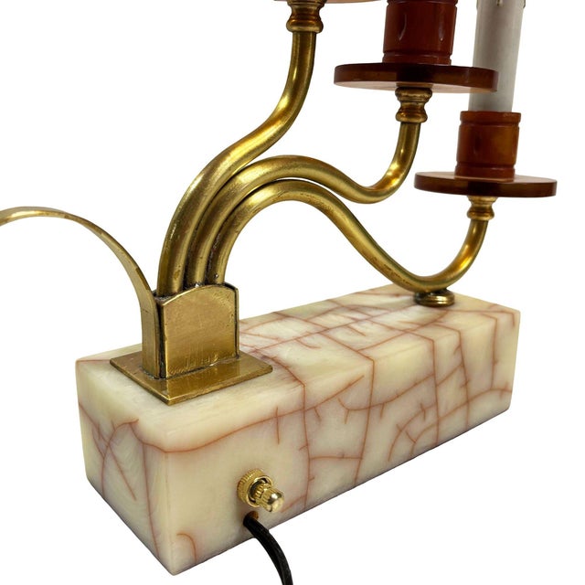 1930s Hollywood Regency Three Candle Bakelite & Brass Table Lamp - a Pair For Sale In Los Angeles - Image 6 of 9