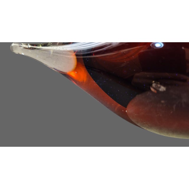 Glass Italian Hand-Blown Art Glass Amber Figurine of a Toucan Bird For Sale - Image 7 of 8