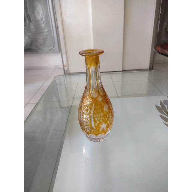 Late 20th Century Yellow Nachtmann Traube Crystal Vase For Sale - Image 4 of 9