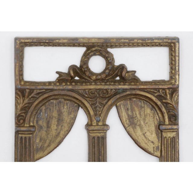 Set of 4 Vintage Architectural Motif Bronze Appliques For Sale - Image 4 of 5