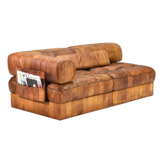 DS-88 Sectional Sofa or Daybed in Cognac Tan Leather from De Sede, Switzerland, 1970s, Set of 8 For Sale
