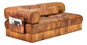 DS-88 Sectional Sofa or Daybed in Cognac Tan Leather from De Sede, Switzerland, 1970s, Set of 8