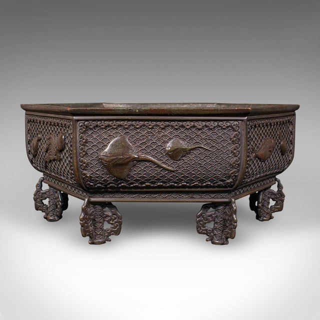 Antique Suiban Planter, Japanese Bronze Bonsai Jardiniere, Edo Period, Victorian For Sale - Image 4 of 12