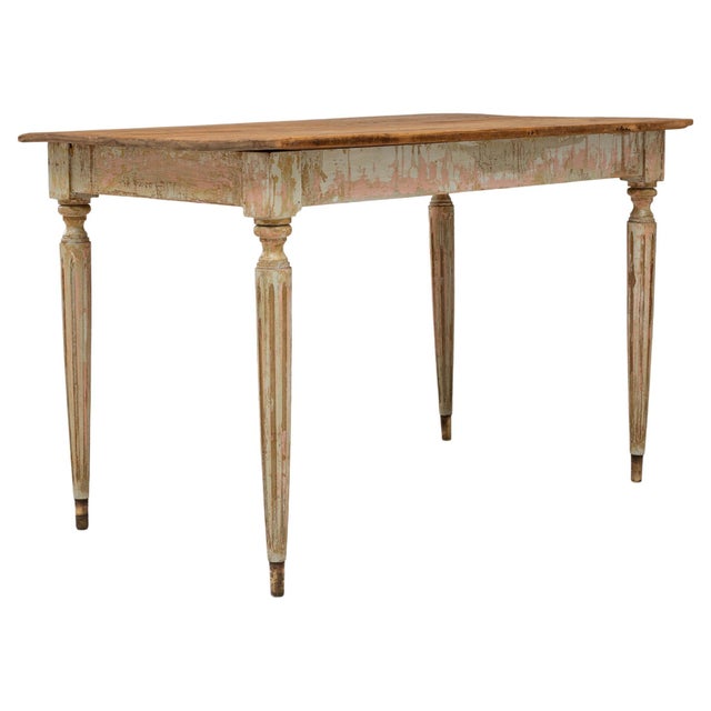 20th Century French Gustavian Wood Patinated Side Table For Sale - Image 15 of 18