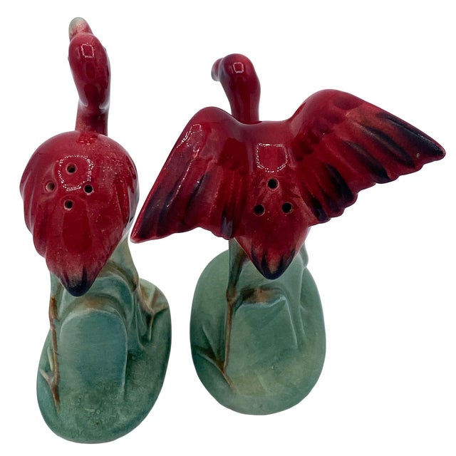 Mid 20th Century Flying Flamingo Ceramic Salt & Pepper Shaker Set, Japan For Sale - Image 9 of 11