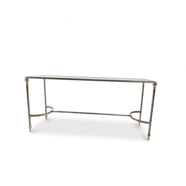 Metal Mid Century Hollywood Regency Neoclassical Italian Brass Console Table Italy For Sale - Image 7 of 12