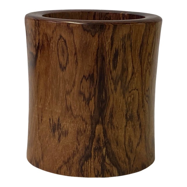 Handmade Chinese Light Brown Pattern Wood Brush Pen Holder / Brush Pot For Sale