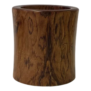 Handmade Chinese Light Brown Pattern Wood Brush Pen Holder / Brush Pot