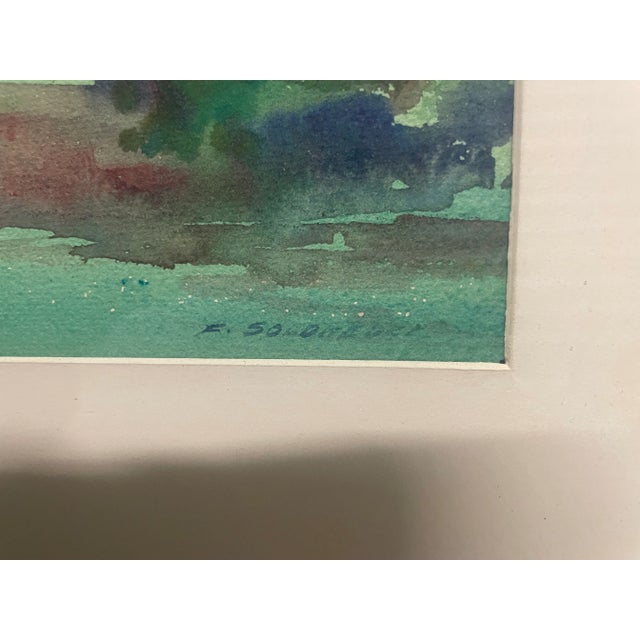 Framed Watercolor of Dune Church Southampton For Sale - Image 4 of 8