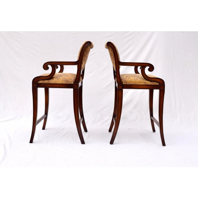 2000 - 2009 Nancy Corzine Regency Bar Stools, English Walnut, Counter Height For Sale - Image 5 of 12