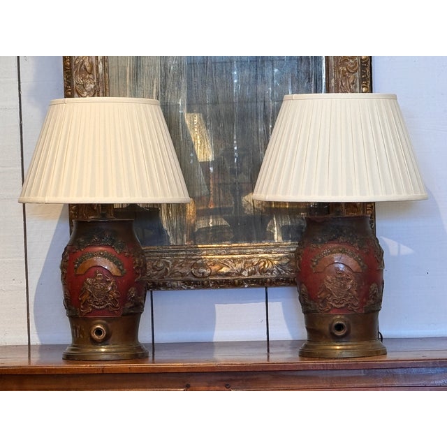 English 19th Century Whisky Cask Lamps - a Pair For Sale - Image 3 of 16