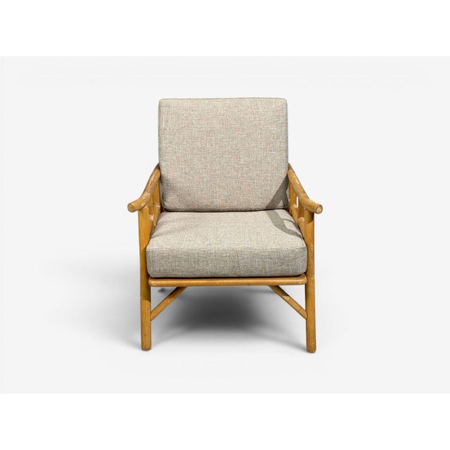 Brown Ficks Reed, Lounge Chairs, Bamboo, Cane, Beige Tweed, Usa, 1950s For Sale - Image 8 of 15