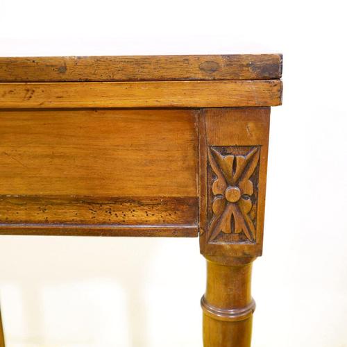 Wooden Game Table with Drawer and Geometric Carvings For Sale - Image 4 of 16