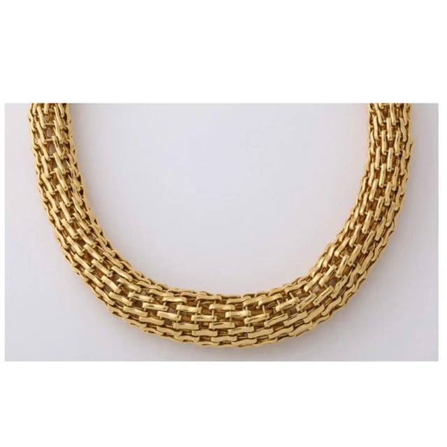 Solid 18 Kt. Gold Mesh Link Choker Continental For Sale - Image 10 of 10