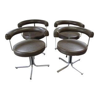 Mid Century Modern Chrome Swivel Chairs- Set of 4 For Sale