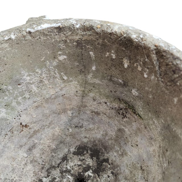 VTG 1940s Mid-Century Concrete Planter Urn 14" Greek Key Grape Weathered Patina For Sale - Image 9 of 10