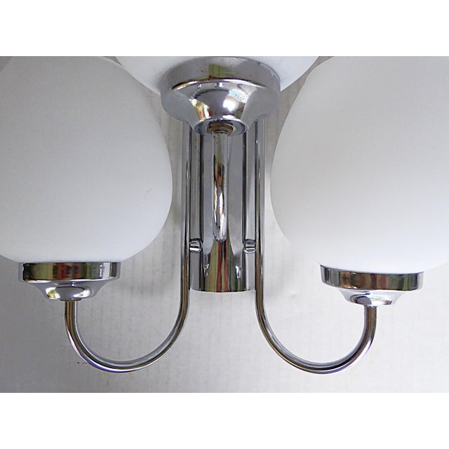 1960s 1960s Mid Century Modern 3- Light Chrome Wall Light W. Satin Glass Globes, Spain For Sale - Image 5 of 15