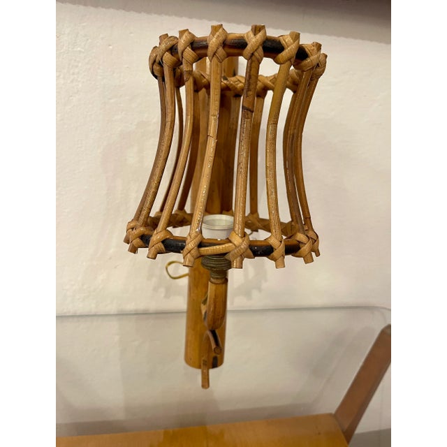 Wood Mid-Century Italian Rattan Bamboo Sconces Attributed to Albini 1950s - Set of 4 For Sale - Image 7 of 8