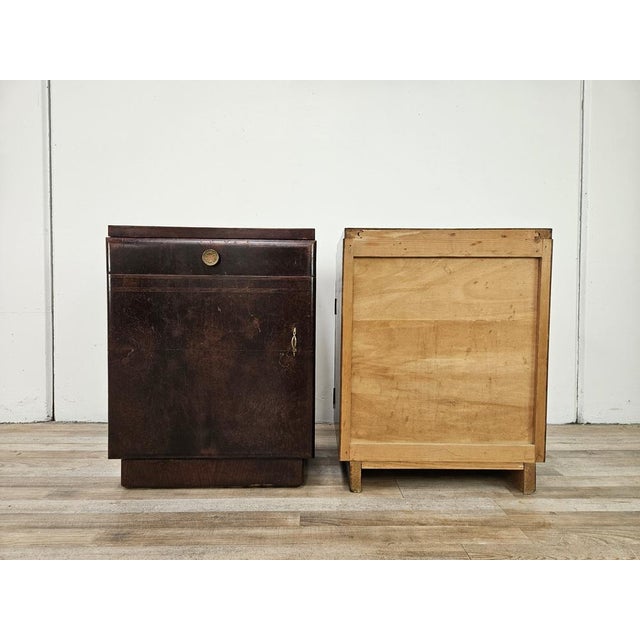 Art Deco Oak Burl Bedside Tables, 1950, Set of 2 For Sale - Image 3 of 18