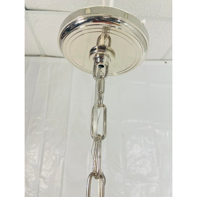 Chapman & Myers “Basden” Medium Chandelier for Visual Comfort, Nickel & Rattan For Sale - Image 12 of 15