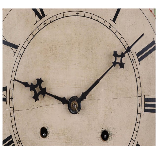 Early 19th C. American Mahogany Pillar & Scroll Clock With Églomisé Landscape Scene For Sale In New York - Image 6 of 10