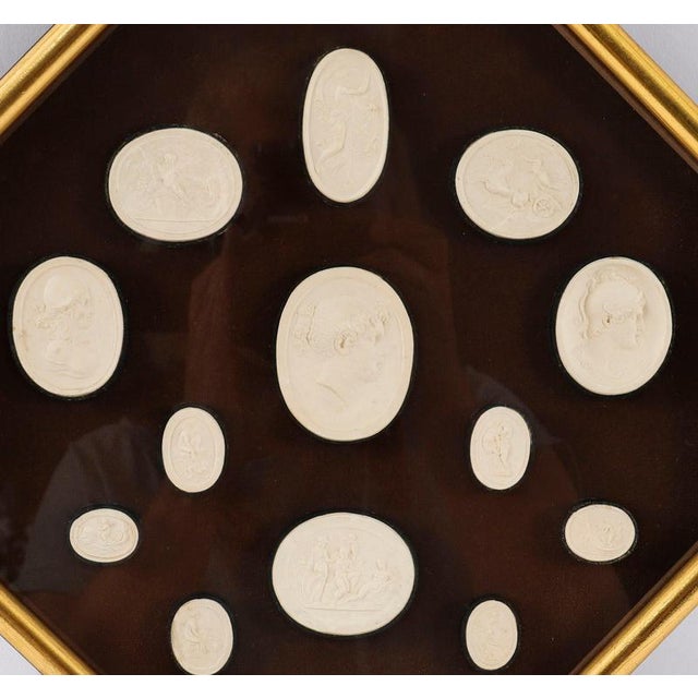 Antique Early 19th Century Grand Tour Italian Octagonal Framed Intaglios, Set of 2 For Sale - Image 6 of 16