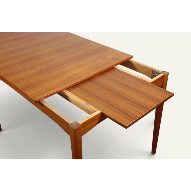 Wood Extendable Rectangular Teak Dining Table, 1960s For Sale - Image 7 of 18