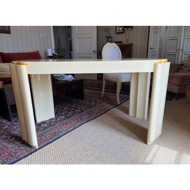 Art Deco 1980s Postmodern Sculptural Plaster-Style Desk With Matching Chair For Sale - Image 3 of 11