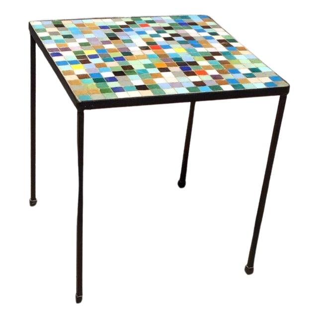 Mid-Century Modern Mosaic Woodard Style Side Table, Circa 1965 For Sale