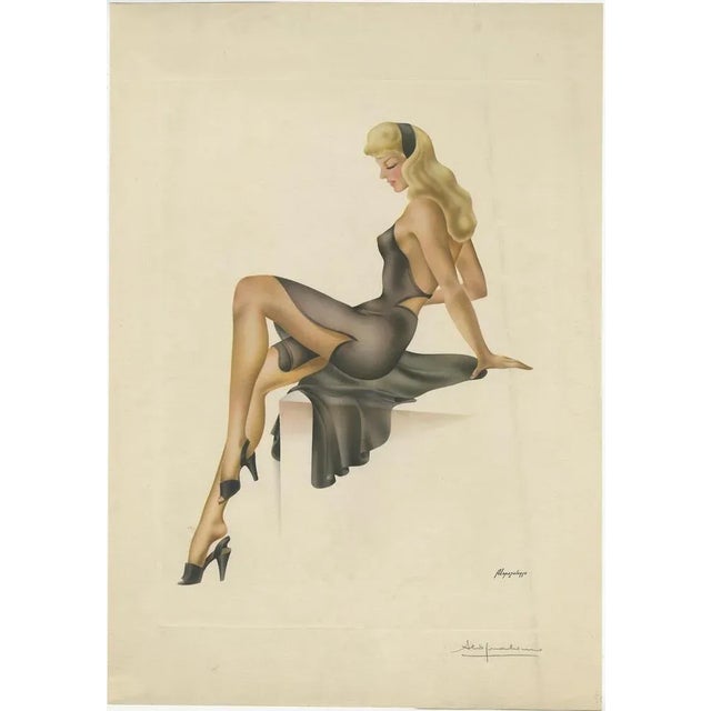 Lopez Alonso, Pin-Up Model, 1950, Lithographs, Set of 3 For Sale - Image 3 of 6