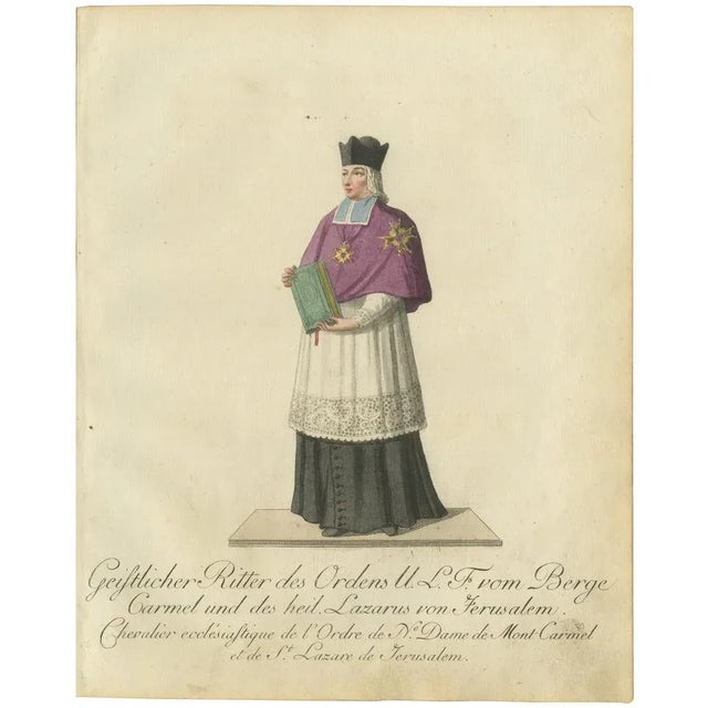 Ecclesiastical Knight of the Order of Our Lady of Mount Carmel and St. Lazarus, 1791, Paper For Sale - Image 6 of 6