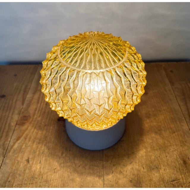Glass Vintage White Porcelain Ceiling Light, 1970s For Sale - Image 7 of 14