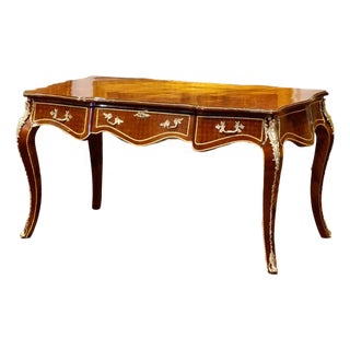 Luxury French Writing Console – Brown Finish With Ornate Gold Leaf Details For Sale