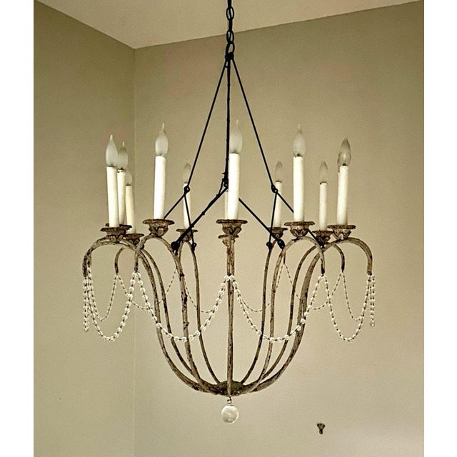Niermann Weeks 12-Light Italian Style Iron Chandelier With Chain Swags For Sale - Image 10 of 12