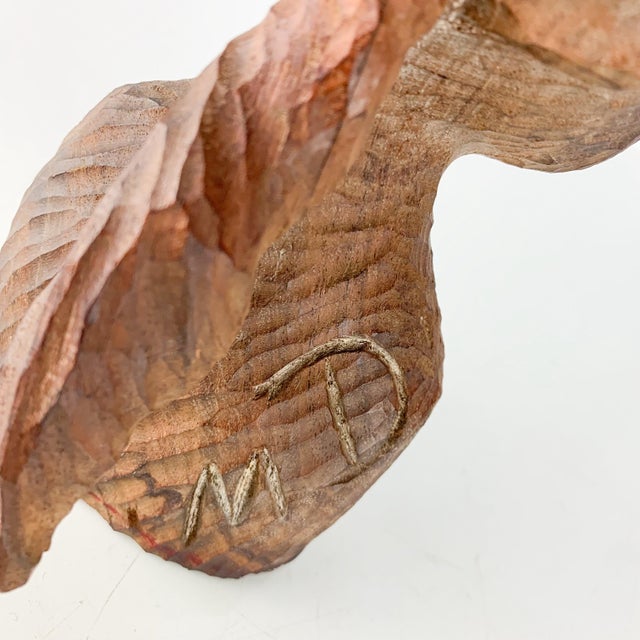 Late 20th Century Beautiful Vintage Hand Carved Wooden African Woman Girl With Ponytail Bust Head For Sale - Image 5 of 11