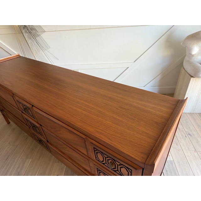 Brown 1960s Refinished Mid Century Modern Walnut Dresser For Sale - Image 8 of 10